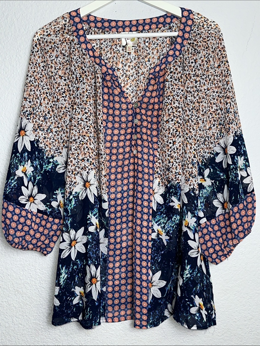 Fig and Flower Sheer Top Womens Size 1X READ
